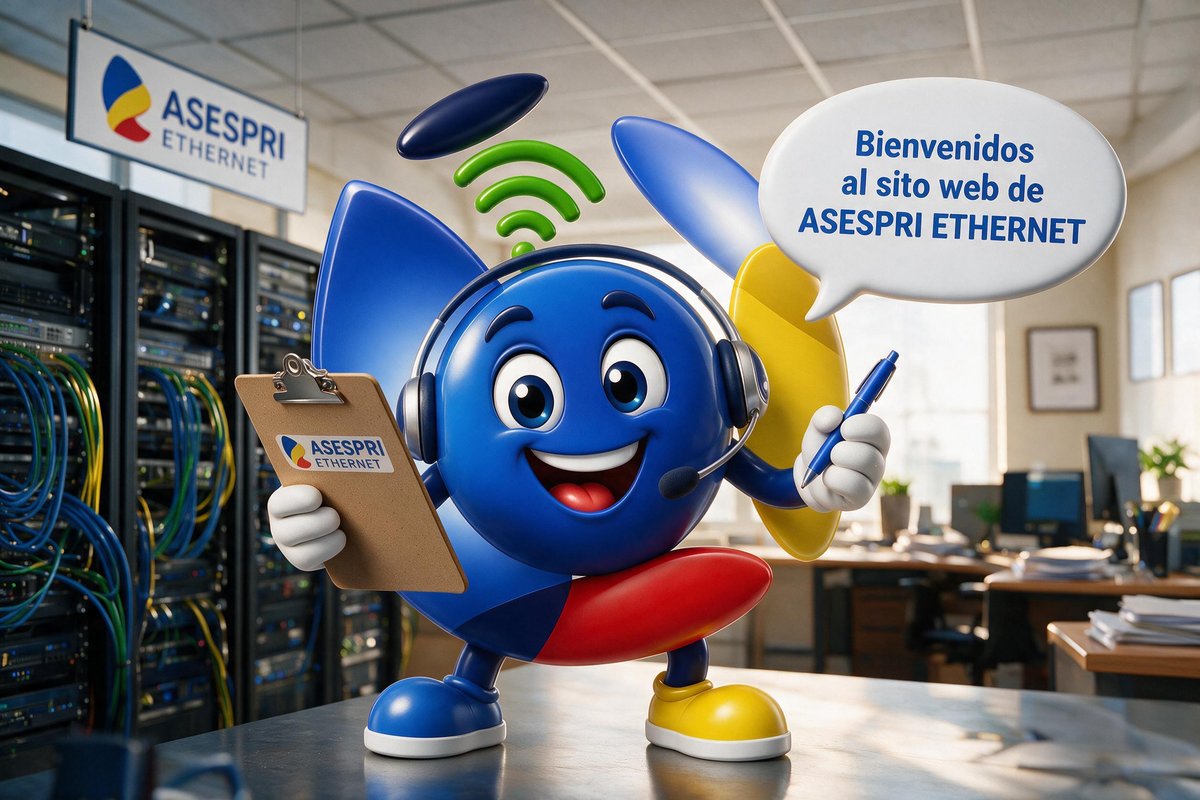 Carlitos, la mascota de ASESPRI ETHERNET, te da la bienvenida al sitio web